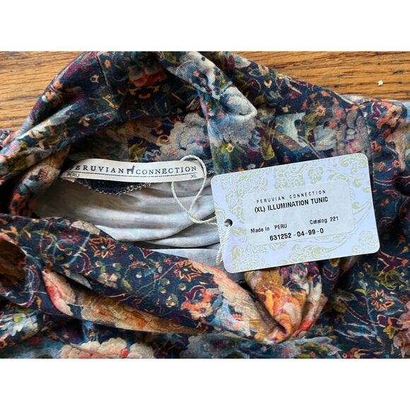 NWT Peruvian Connection Black Floral Turtleneck Mini Dress  Women's Size XL - Picture 5 of 10